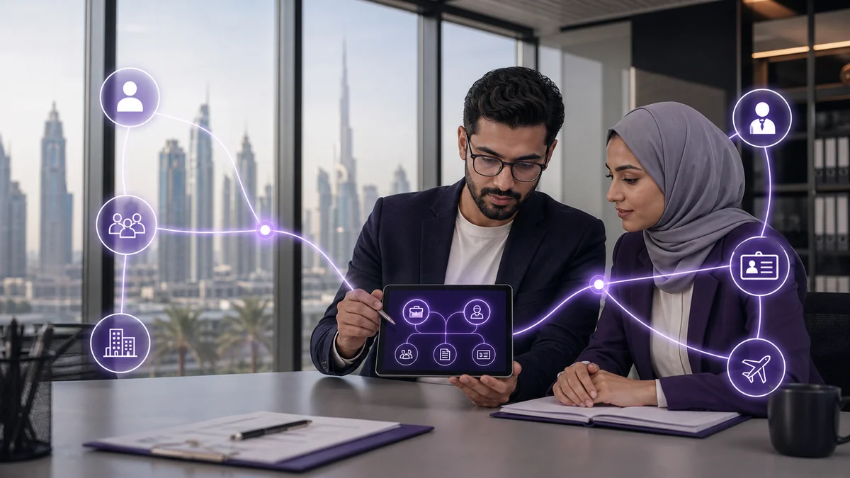 Premium notionwave editorial visual for investor visa vs employment visa uae planning in the UAE