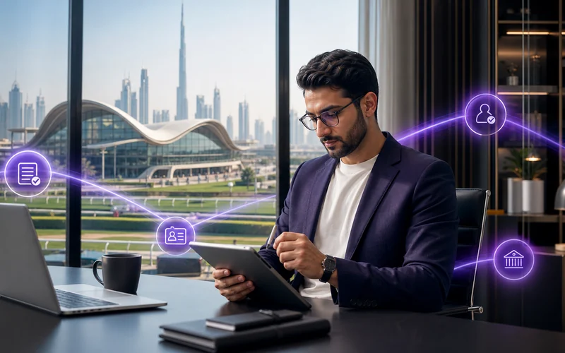 Premium notionwave editorial visual for meydan free zone business setup planning in the UAE