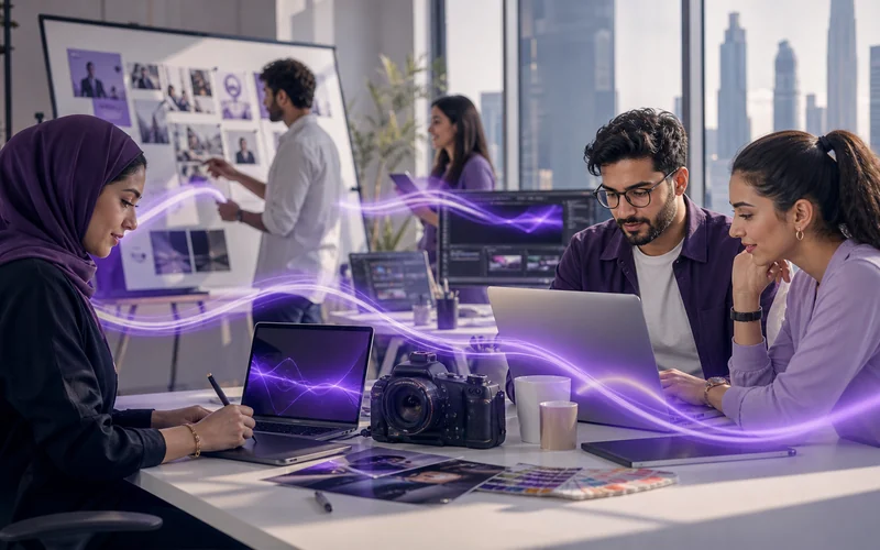 Premium notionwave editorial visual for shams free zone business setup planning in the UAE